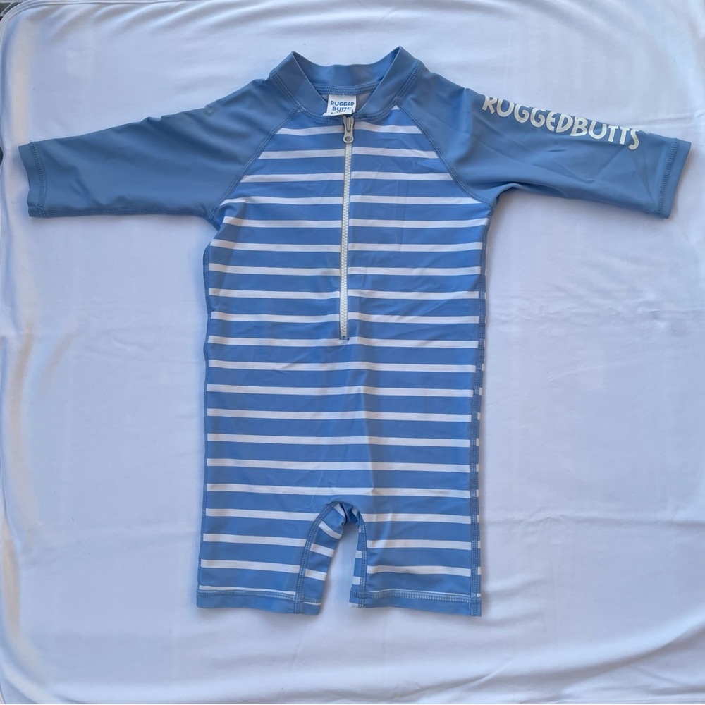 RuggedButts Blue Striped Kids Rashguard 6-12M